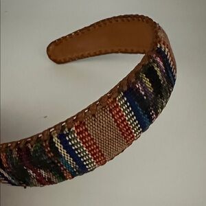 Artisan-made. Multicolor Woven Leather & Fabric Headband. Unique.!
